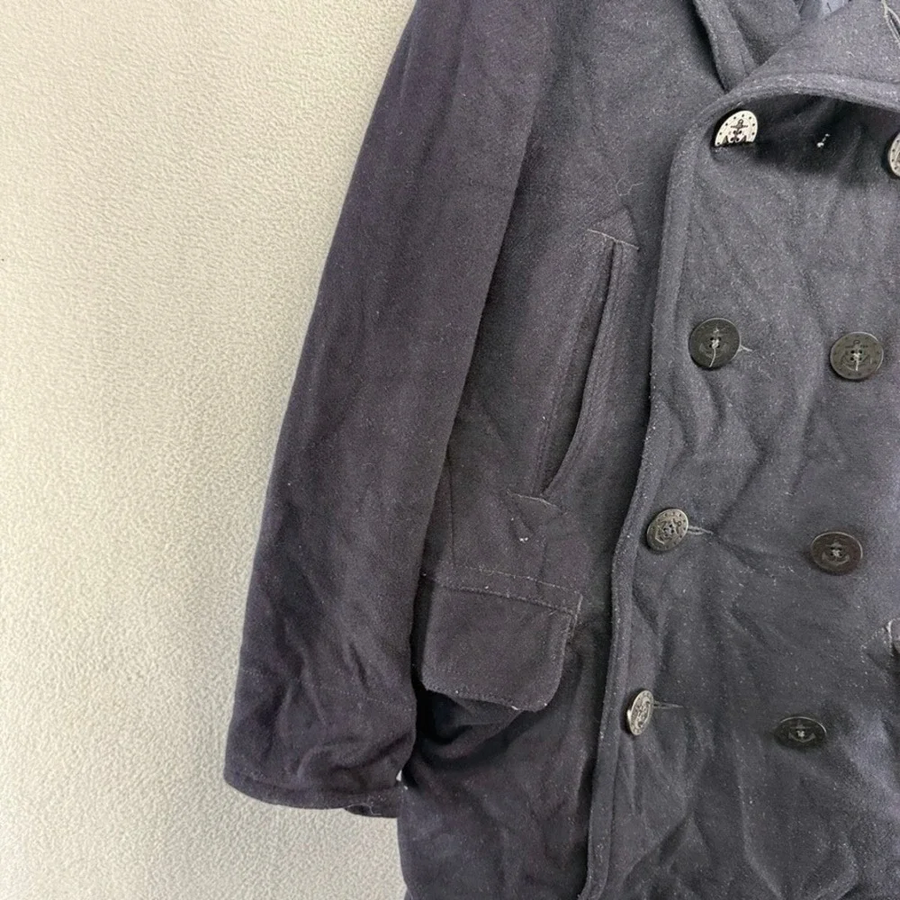 Polo Ralph Lauren Pea Coat Mens Medium Blue Double Breasted Wool Blend Nautical
